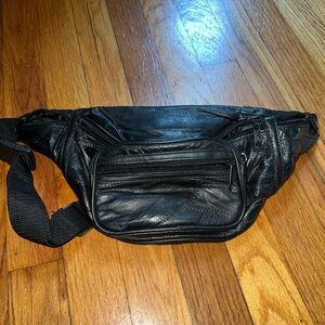 leather patchwork fanny pack / belly bag